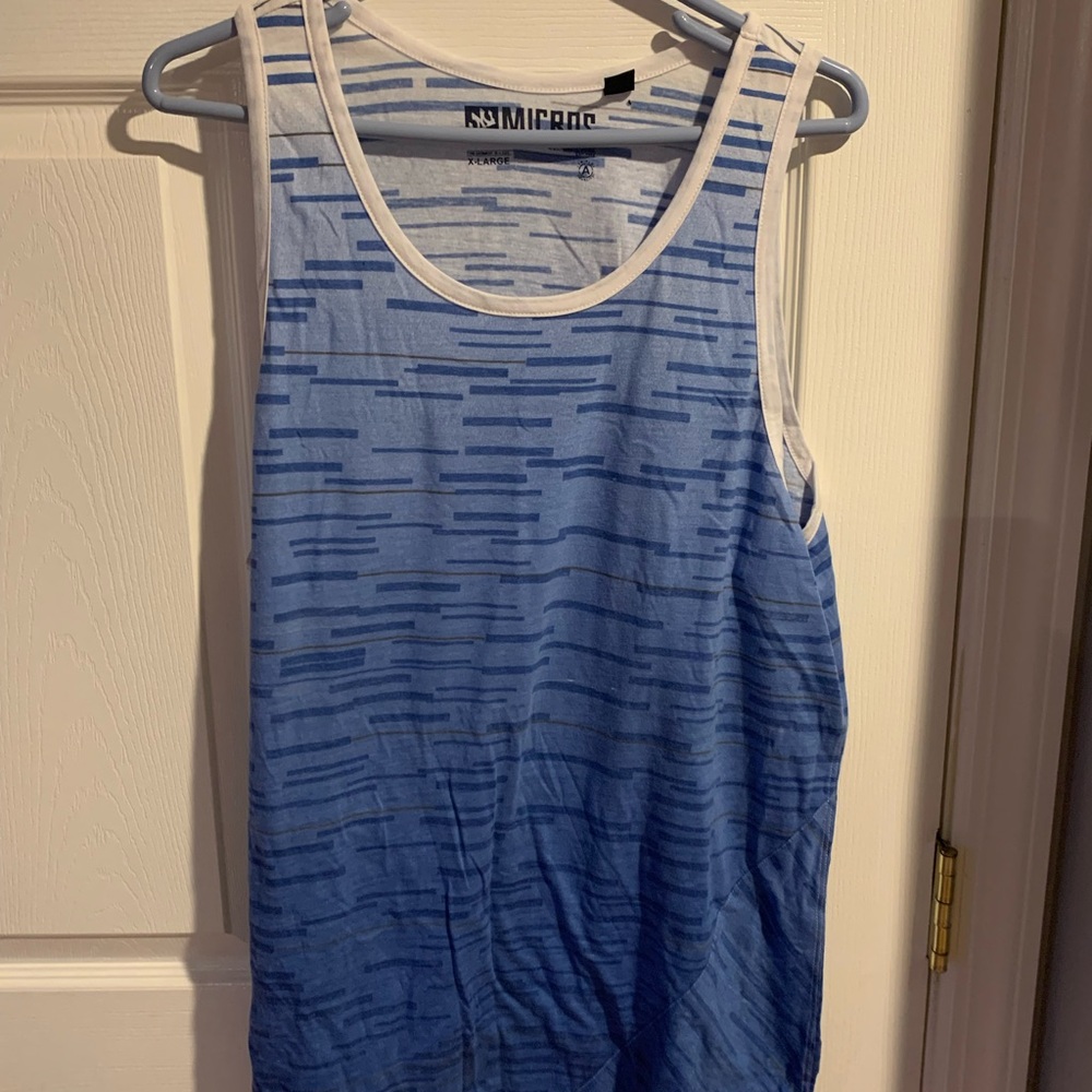 Micros Blue and White Striped Tank Top